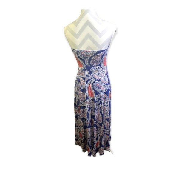 Motherhood Maternity Strapless Paisley Dress S Blue & Coral Rayon Blend - Picture 3 of 6